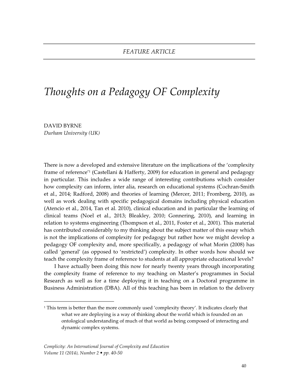 Thoughts on a Pedagogy of Complexity