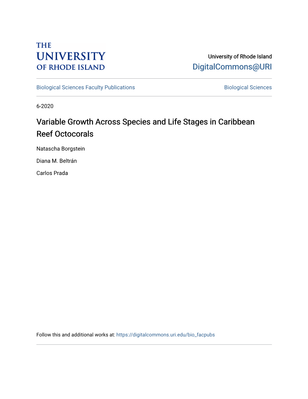 Variable Growth Across Species and Life Stages in Caribbean Reef Octocorals