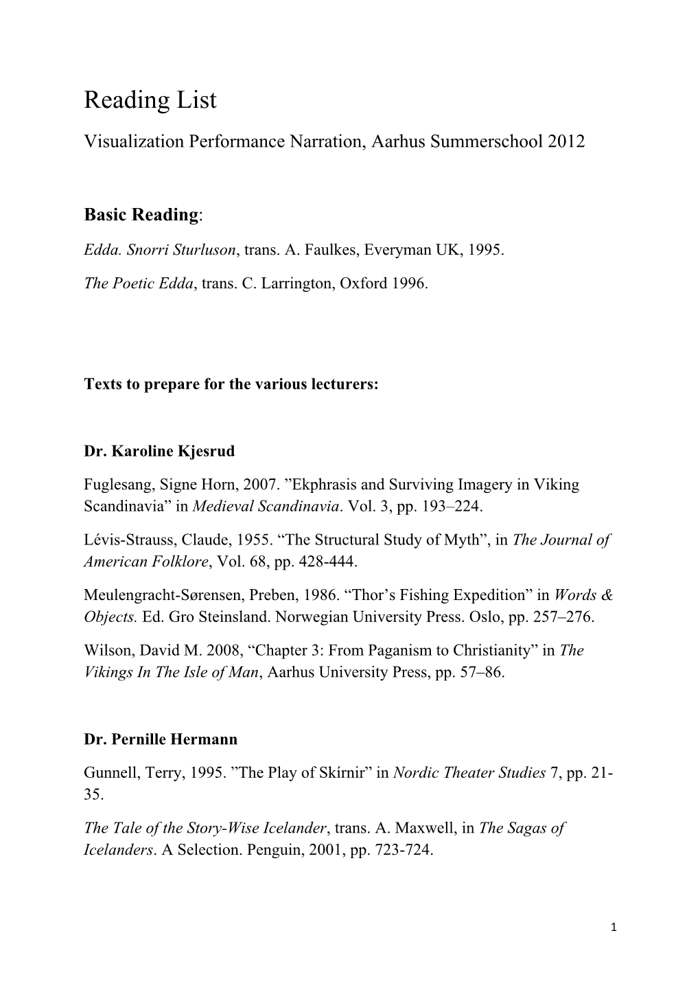 Reading List