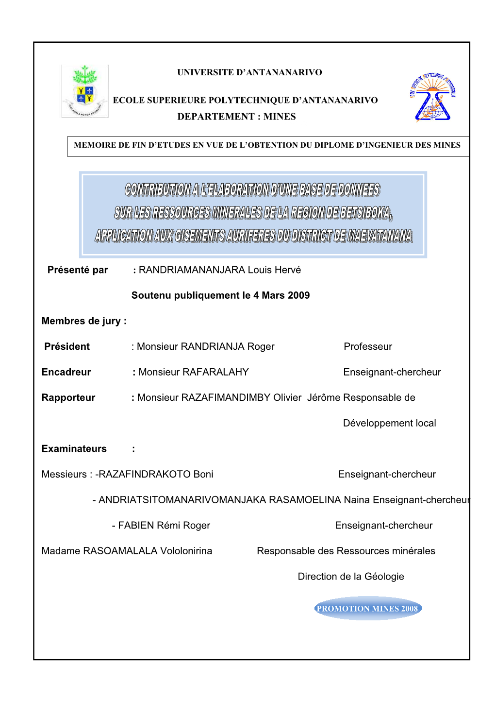 RANDRIAMANANJARA Louis Hérve Poly N° 1365