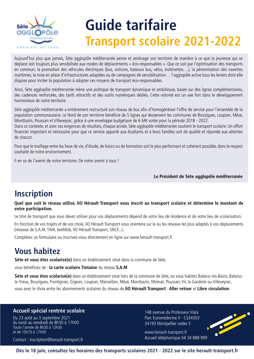 Guide Tarifaire Transport Scolaire 2021-2022