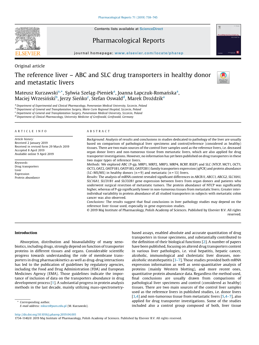 ABC and SLC Drug Transporters in Healthy Donor and Metastatic Livers