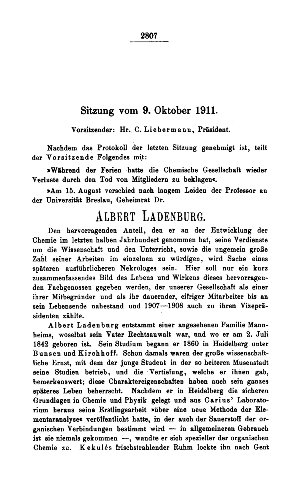 Sitzung Vom 9. Oktober 1911