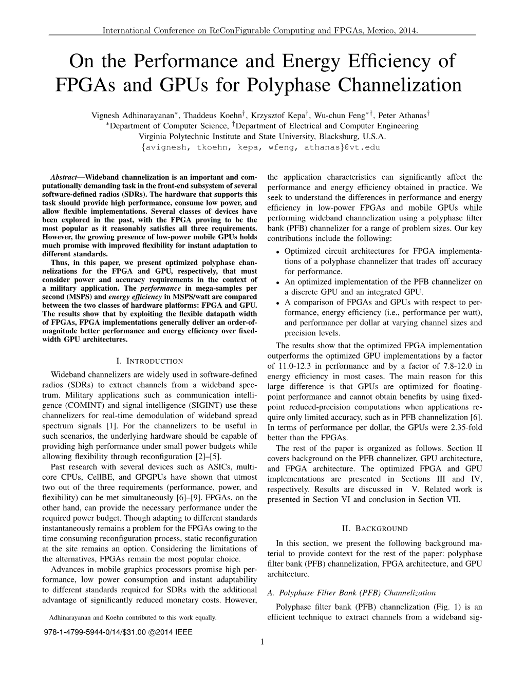 On the Performance and Energy Efficiency of Fpgas and Gpus For