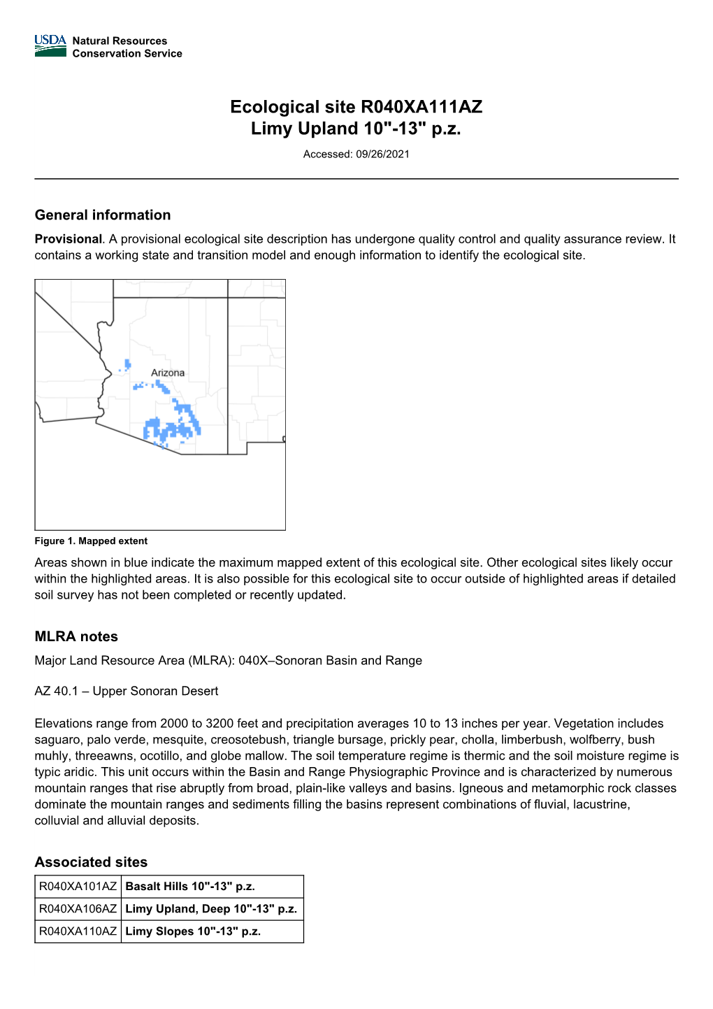 Ecological Site R040XA111AZ Limy Upland 10"-13" P.Z