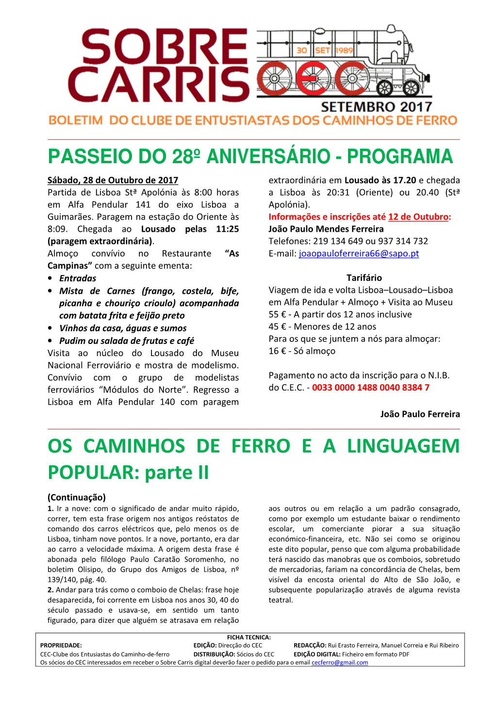 OS CAMINHOS DE FERRO E a LINGUAGEM POPULAR: Parte II