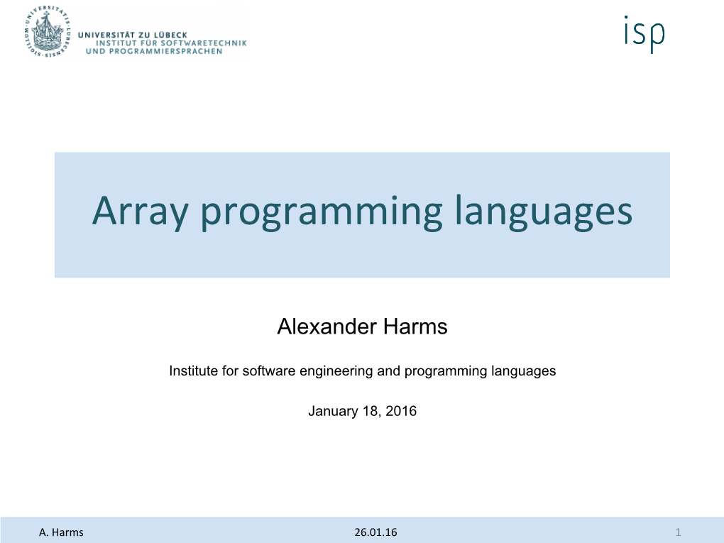 Array Programming Languages