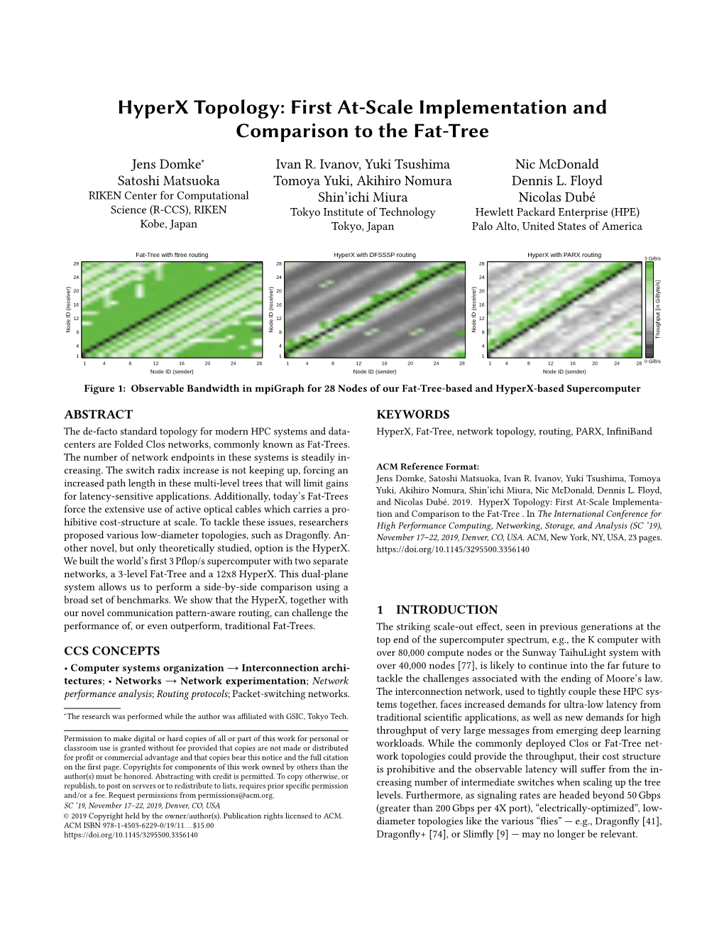 Hyperx Topology: First At-Scale Implementation and Comparison to the Fat-Tree