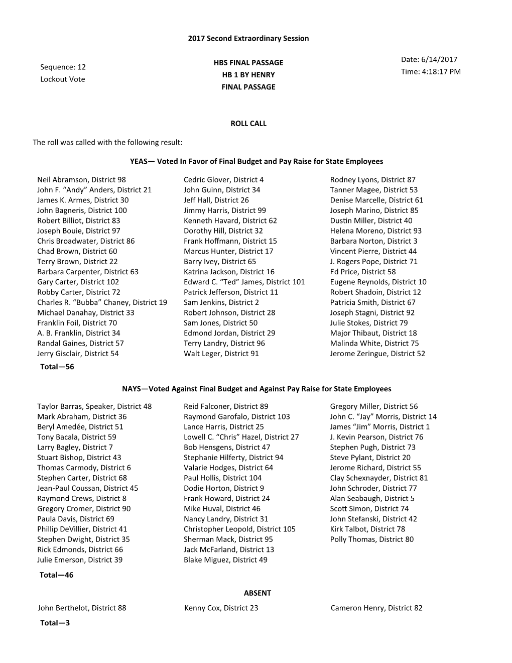 2017 Second Extraordinary Session HBS FINAL