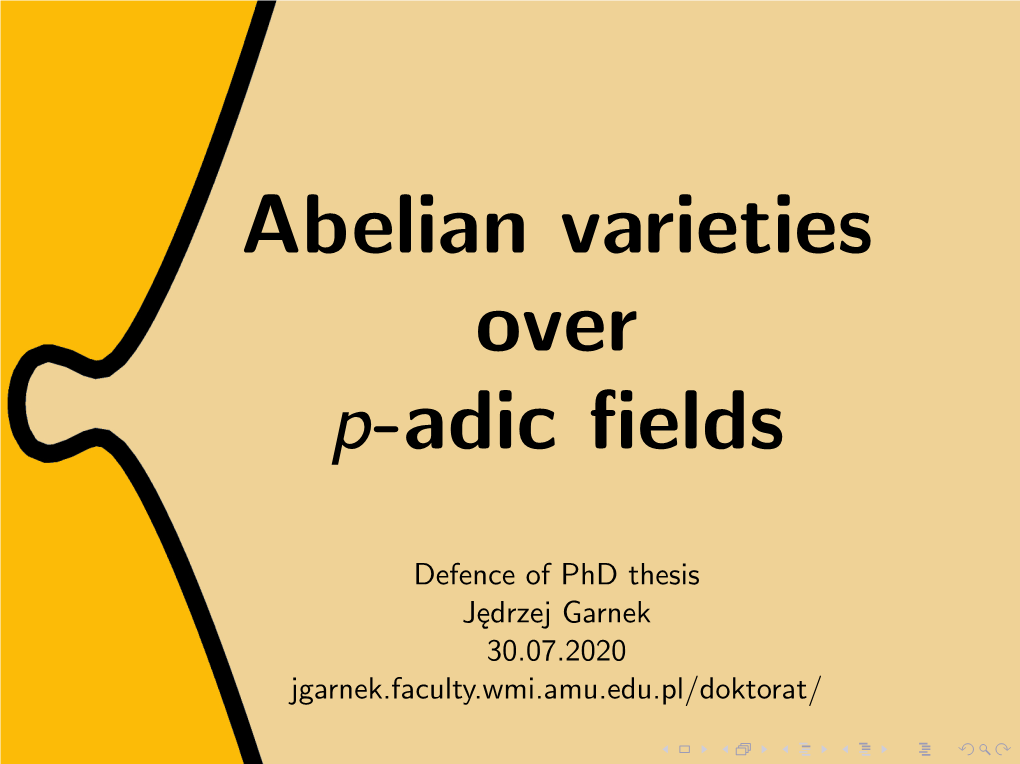 Abelian Varieties Over P-Adic Fields