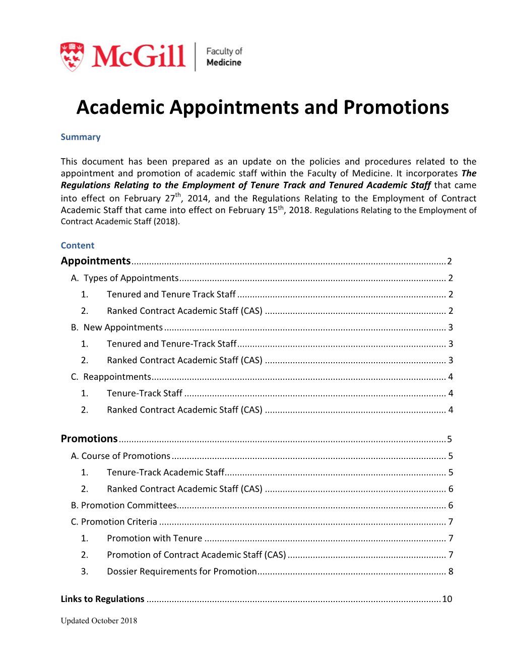 Academic Appointments and Promotions