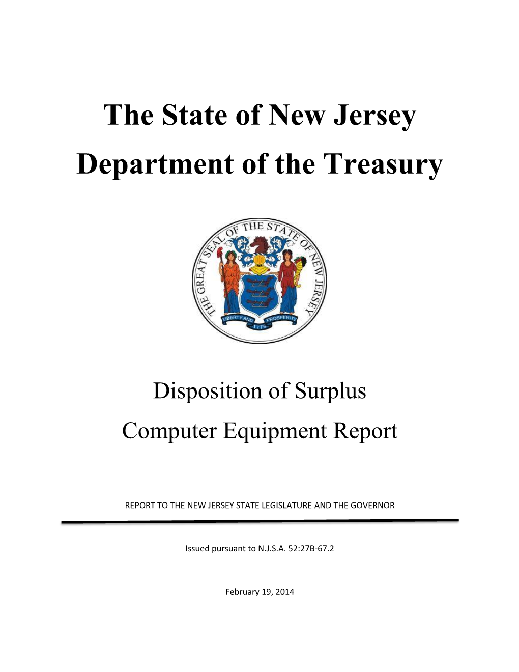 The State of New Jersey Department of the Treasury