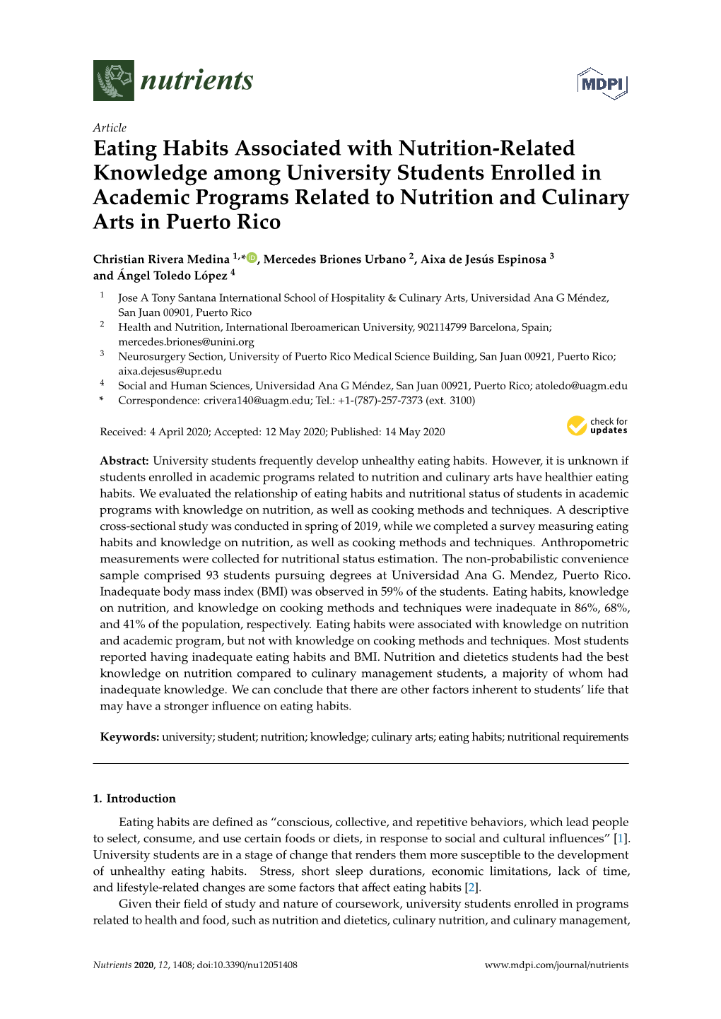 Eating Habits Associated with Nutrition-Related Knowledge Among University Students Enrolled in Academic Programs Related To