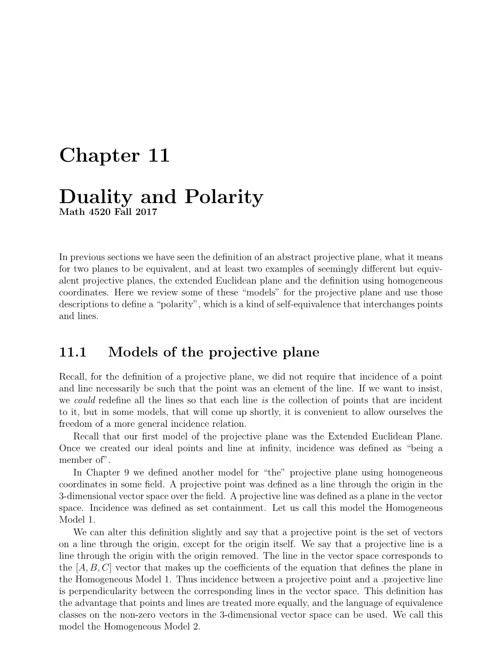 Chapter 11 Duality and Polarity