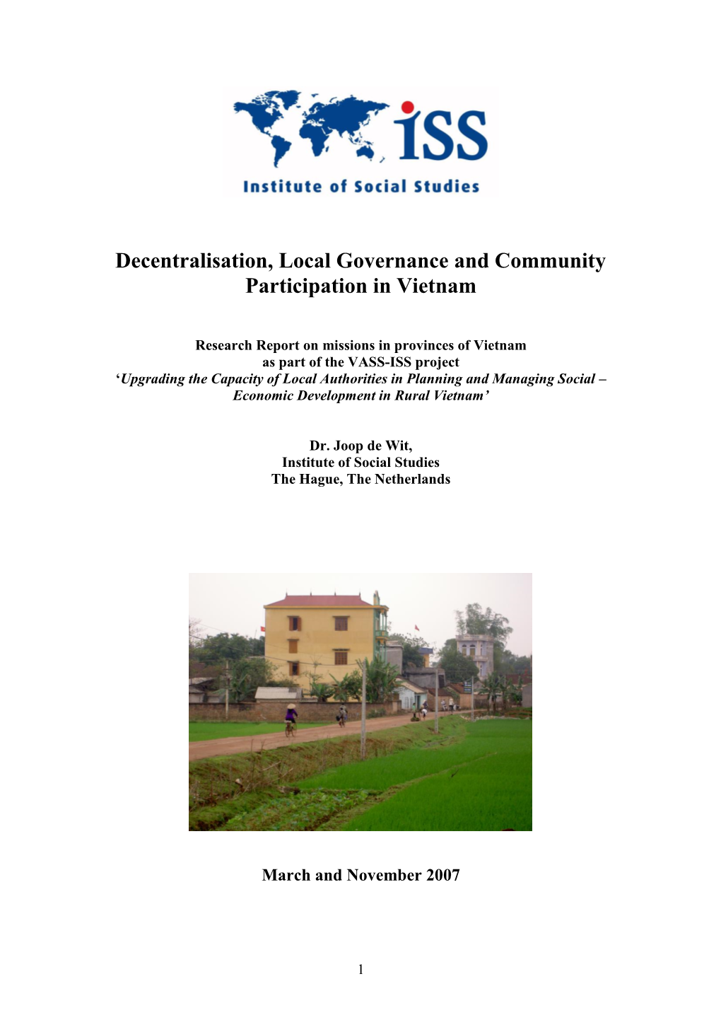 Decentralisation, Local Governance and Community Participation in Vietnam
