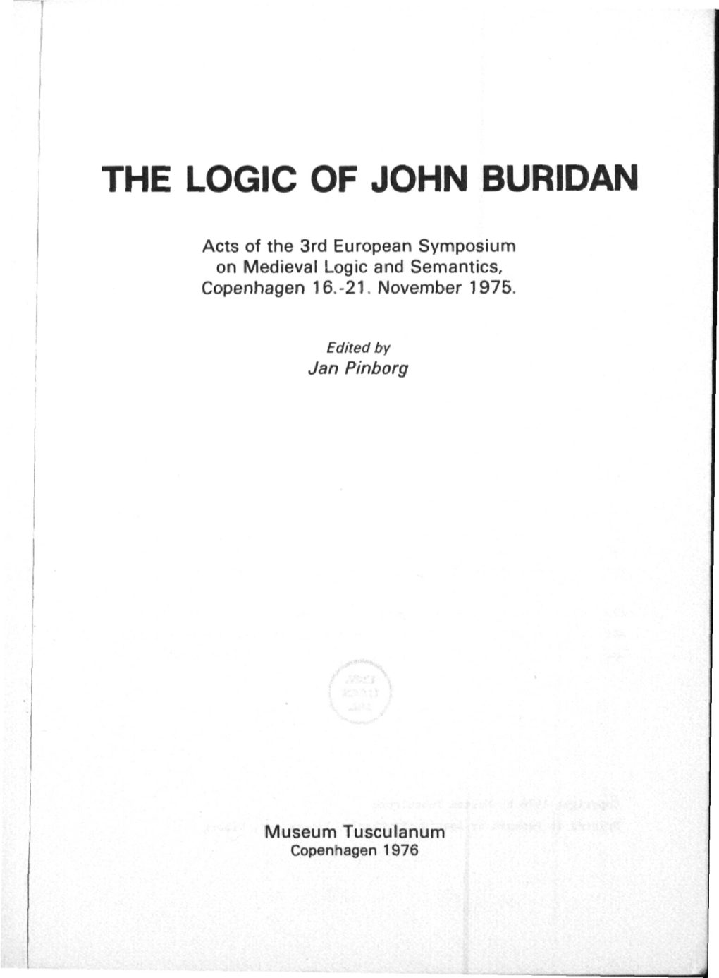 The Logic of John Buridan