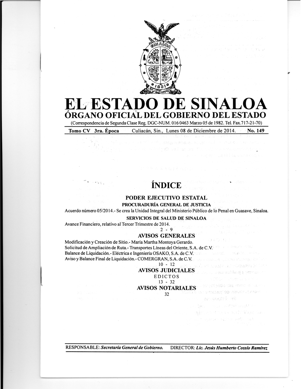 Acuerdo 05/2014, Se Crea La Unidad Integral Del Ministerio Público De Lo Penal En Guasave