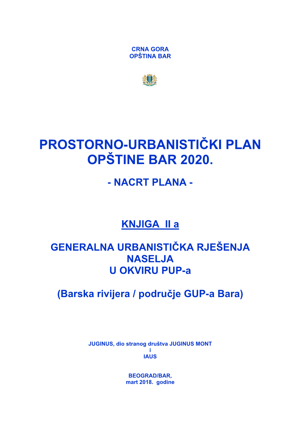 Prostorno-Urbanistički Plan Opštine Bar 2020