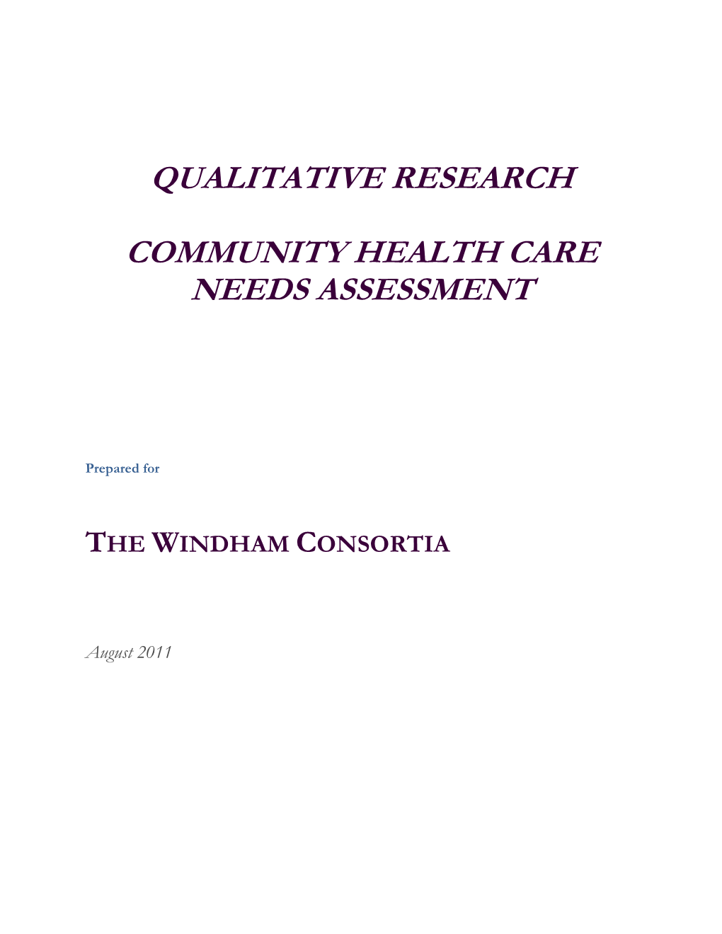 Qualitative Research Community Health Care