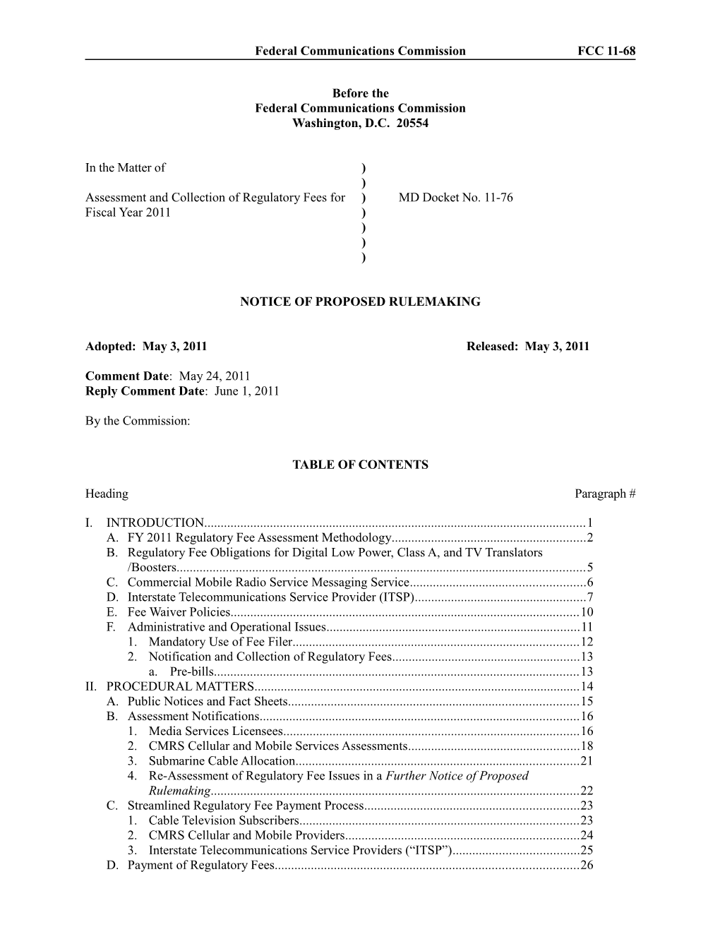 Federal Communications Commission FCC 11-68