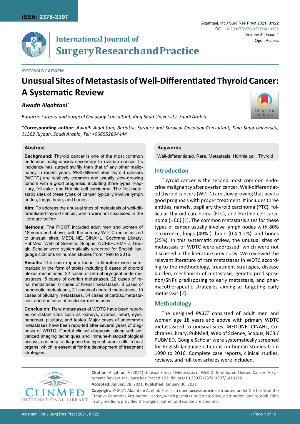 Unusual Sites of Metastasis of Well-Differentiated Thyroid Cancer