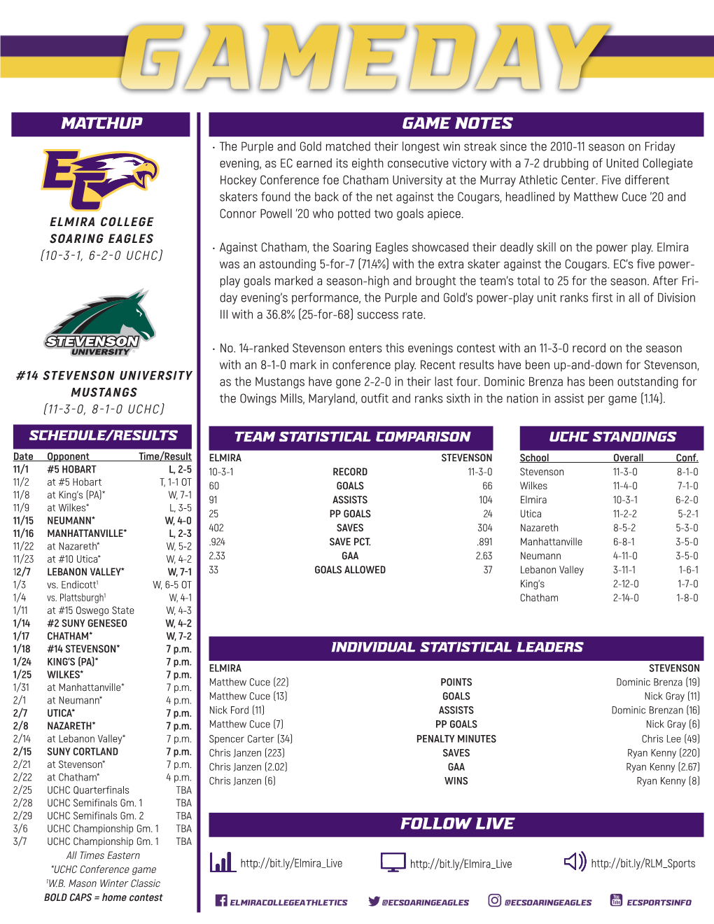 Game Notes Matchup Follow Live