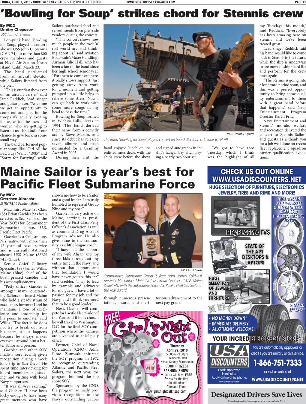 Maine Sailor Is Year's Best for Pacific Fleet Submarine Force