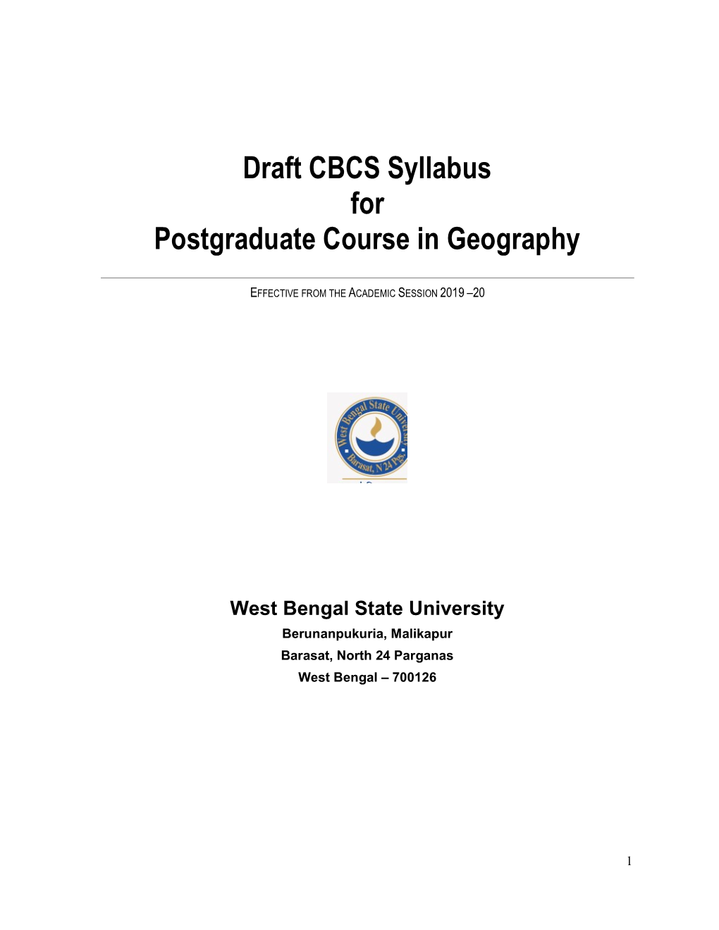 Draft CBCS Syllabus for Postgraduate Course in Geography
