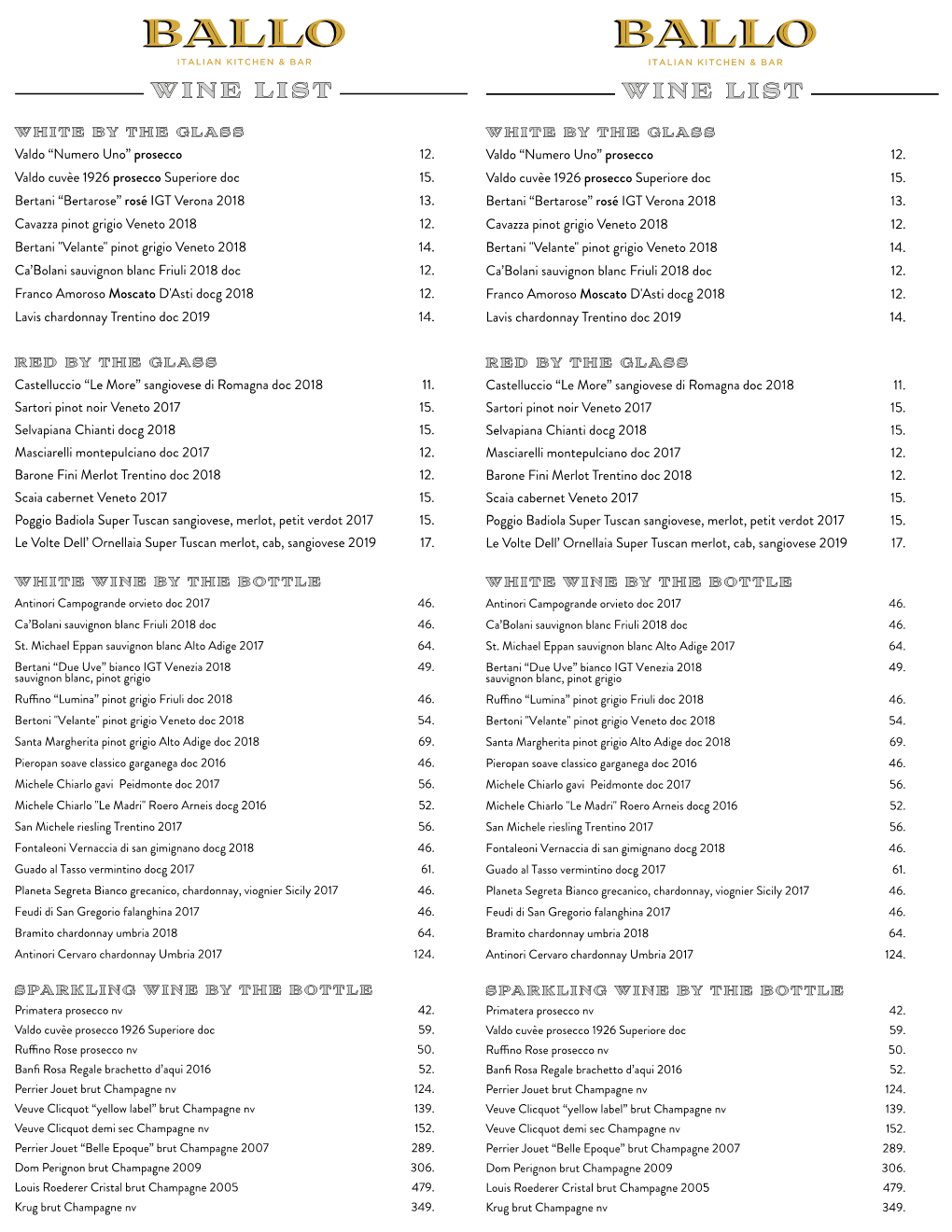 Wine List Wine List