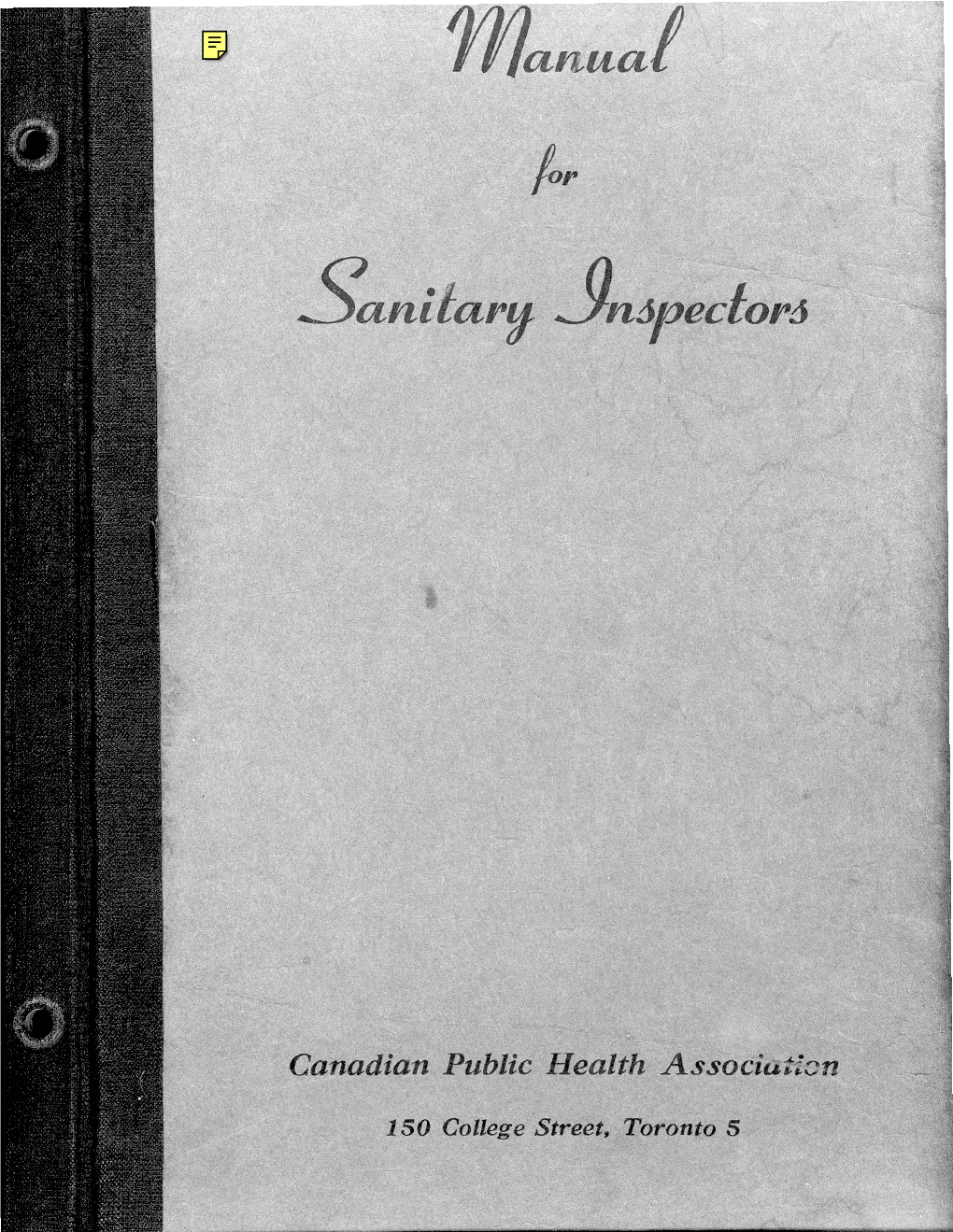 Manual for Sanitary Inspectors