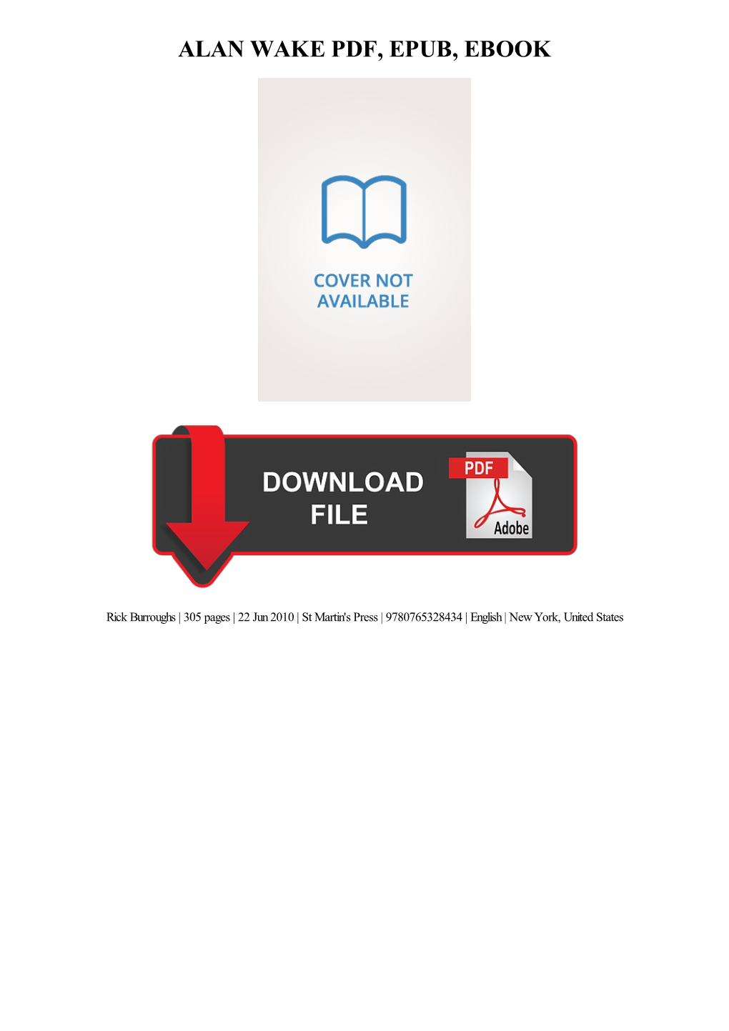 Alan Wake Ebook Free Download