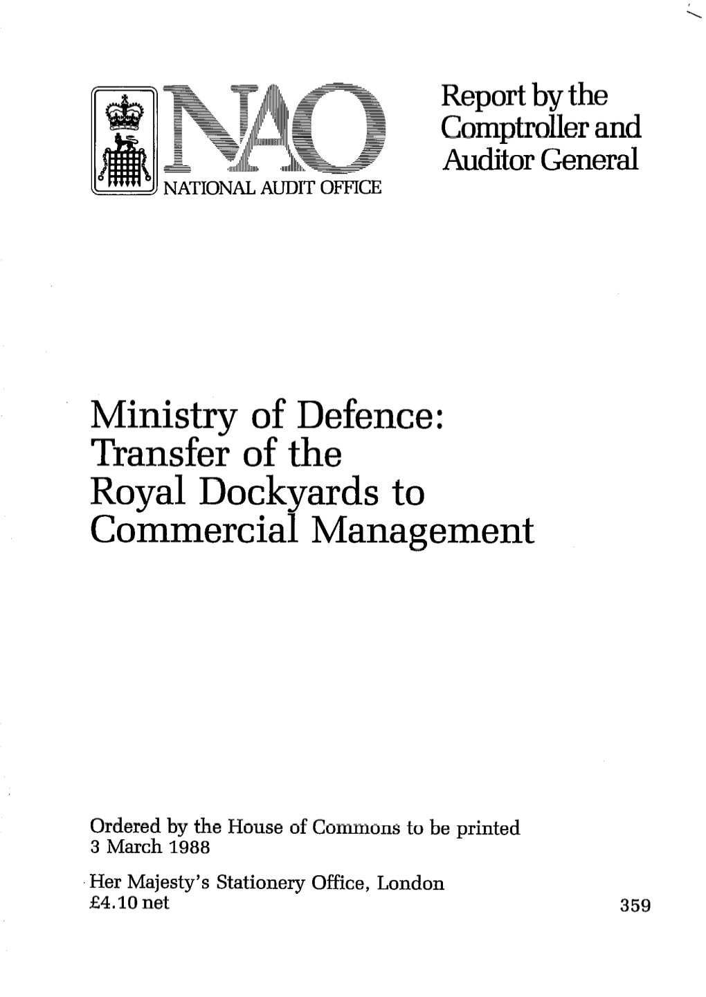 Transfer of the Royal Dockyards to Commercial Management