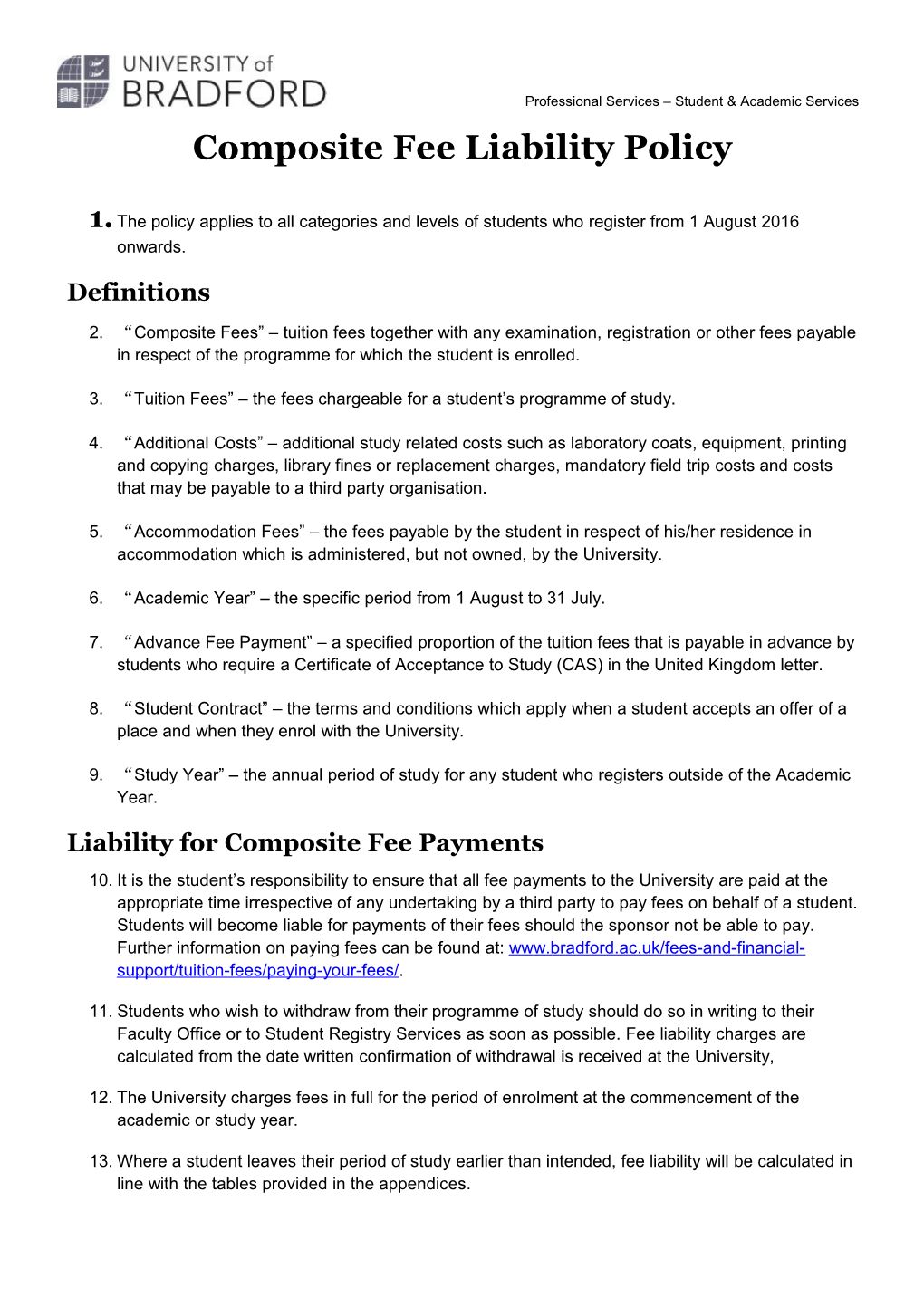 Composite Fee Liability Policy