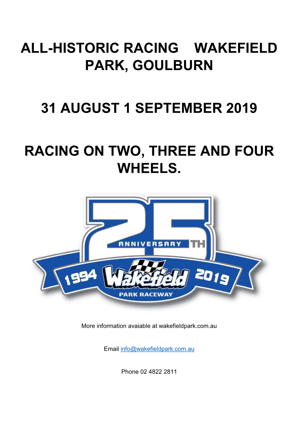 All-Historic Racing Wakefield Park, Goulburn 31 August 1 September