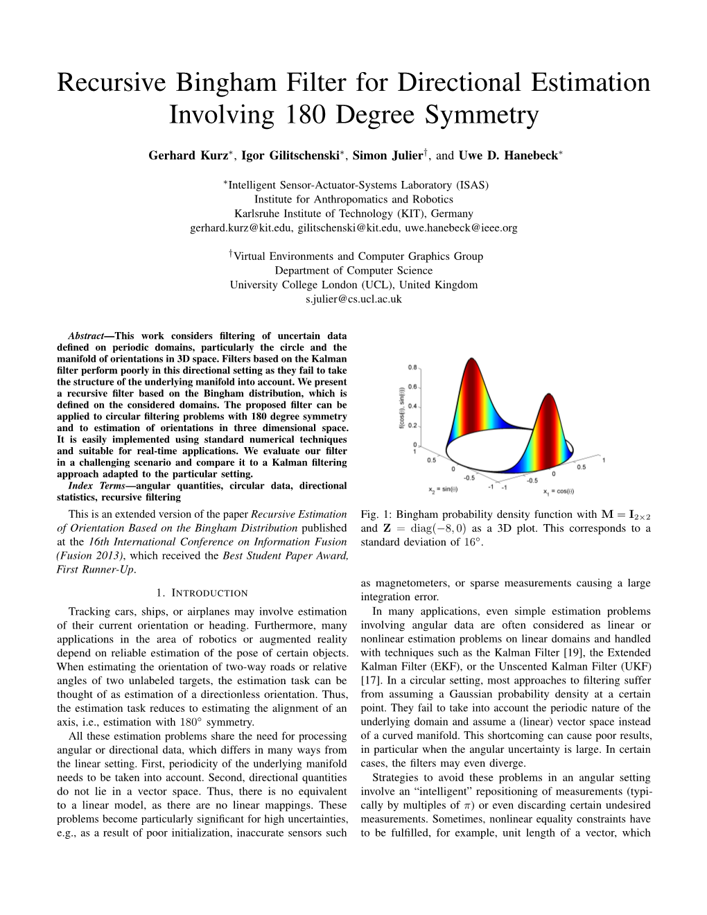 Recursive Bingham Filter for Directional Estimation Involving 180 Degree Symmetry