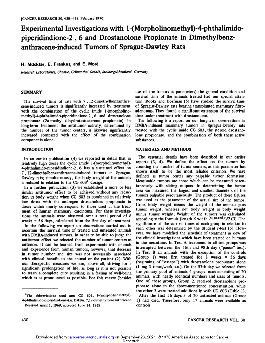 Drostanolone Propionate in Dimethylbenz Anthracene-Induced Tumors of Sprague-Dawley Rats