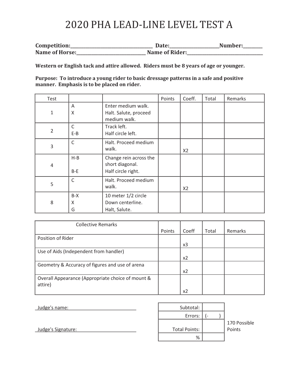 Dressage Leadline Tests