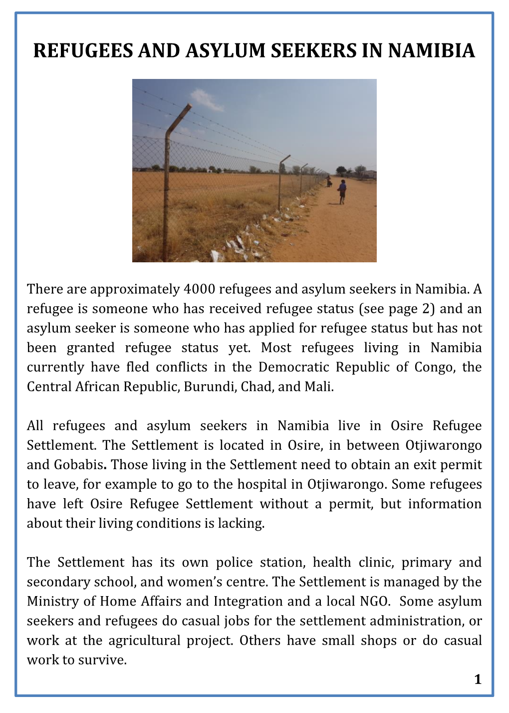 Refugees and Asylum Seekers in Namibia
