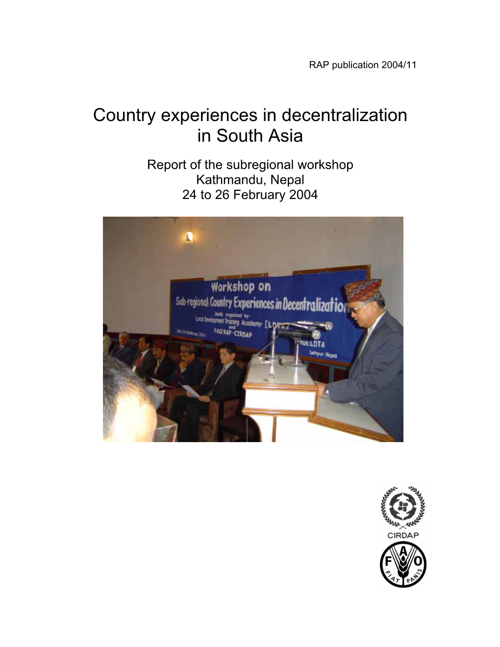 Country Experiences in Decentralization in South Asia
