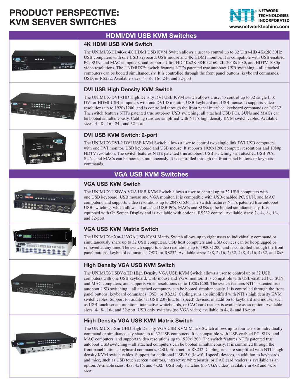 KVM Switches Product Perspective USB PS2 HDMI DVI VGA Server