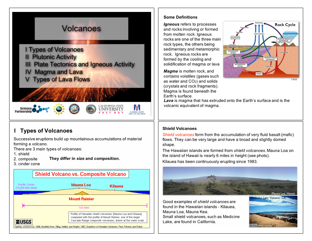 Volcanoes and Rocks Involving Or Formed from Molten Rock