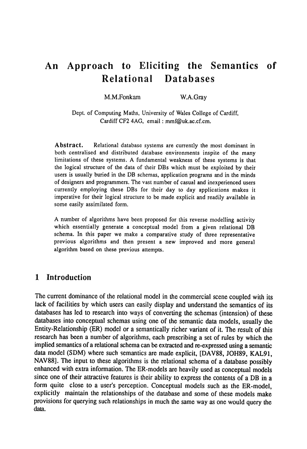 An Approach to Eliciting the Semantics of Relational Databases