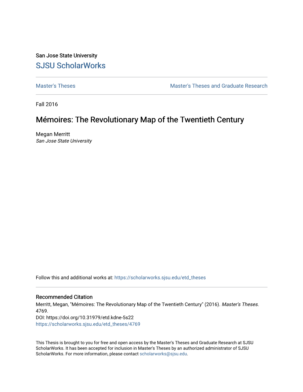 Mémoires: the Revolutionary Map of the Twentieth Century