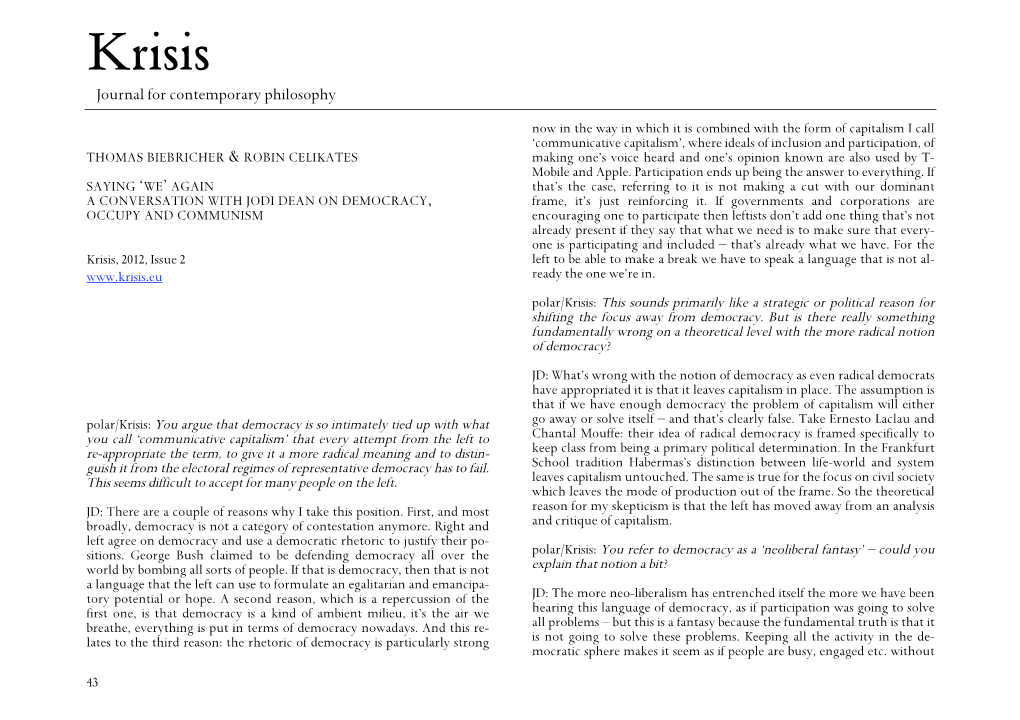 Krisis Journal for Contemporary Philosophy