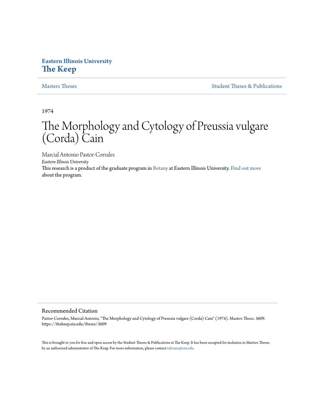 The Morphology and Cytology of Preussia Vulgare (Corda) Cain