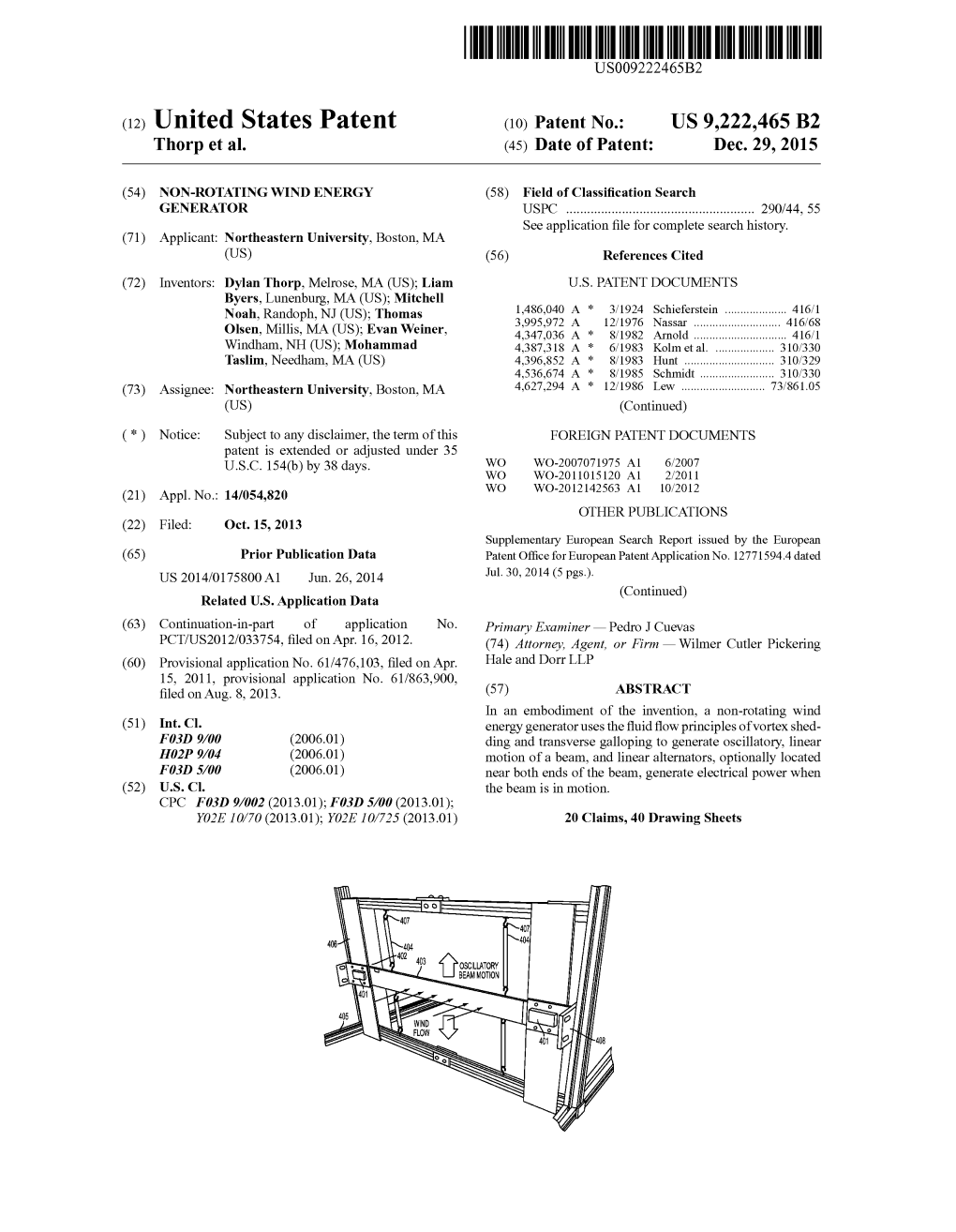 (12) United States Patent (10) Patent No.: US 9.222.465 B2 Thorp Et Al