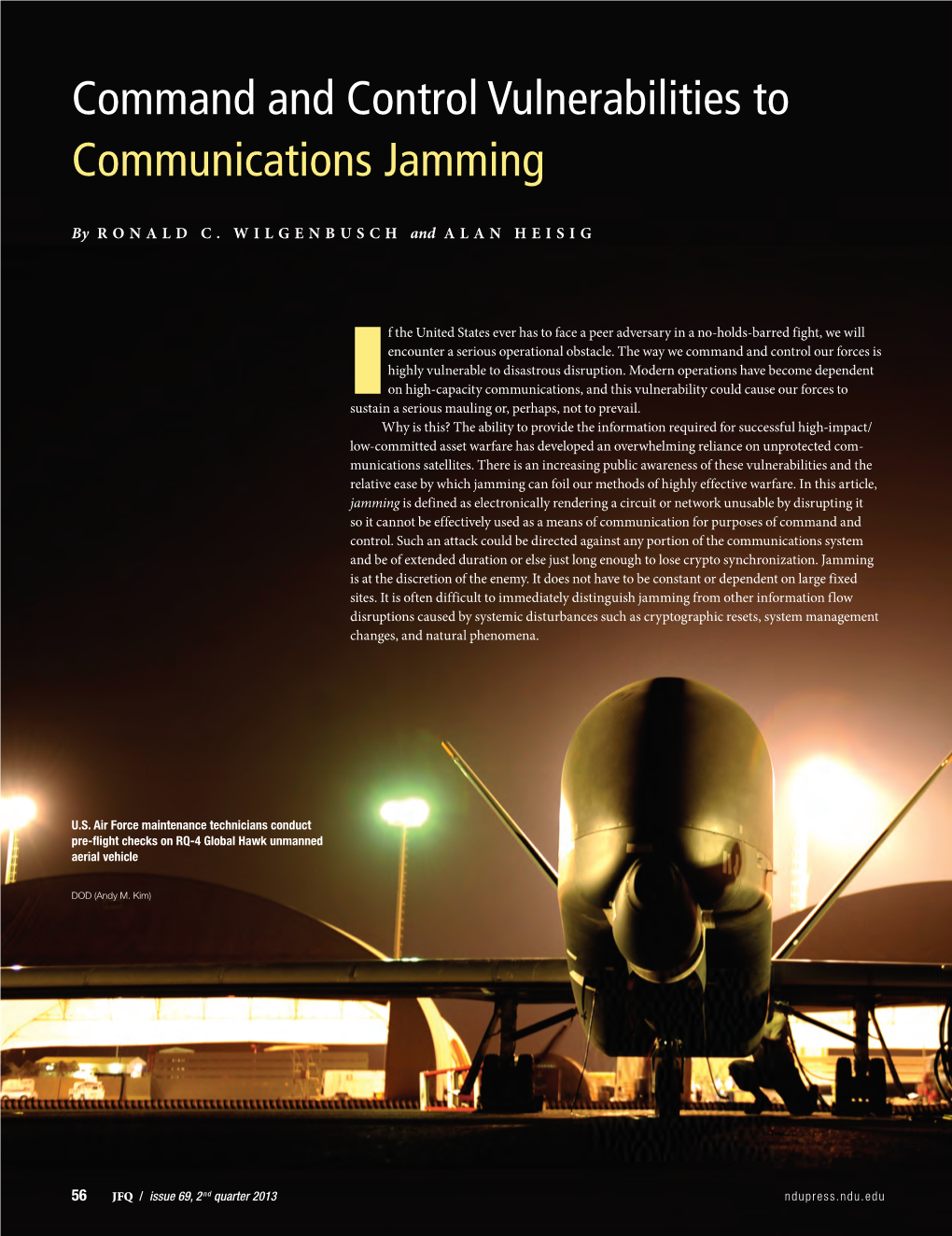 Command and Control Vulnerabilities to Communications Jamming