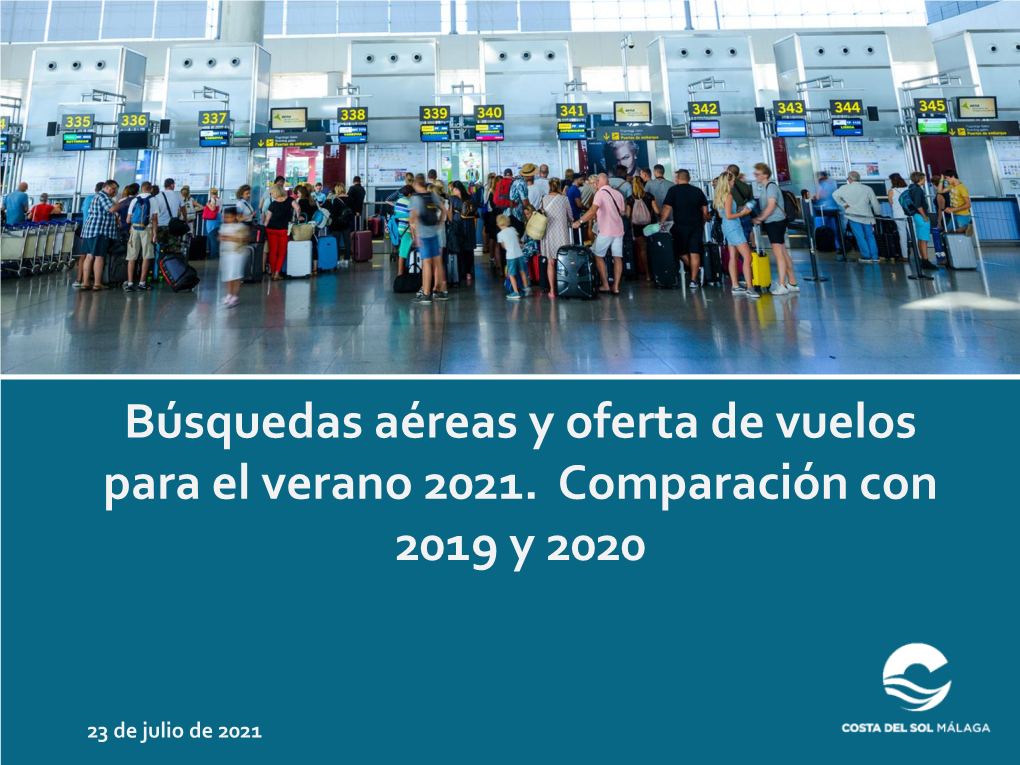 Búsquedas Aéreas Y Oferta De Vuelos Para El Verano 2021. Comparación Con 2019 Y 2020