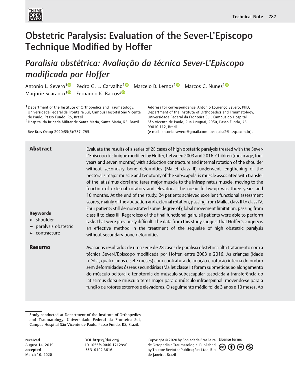 Evaluation of the Sever-L'episcopo Technique Modified By