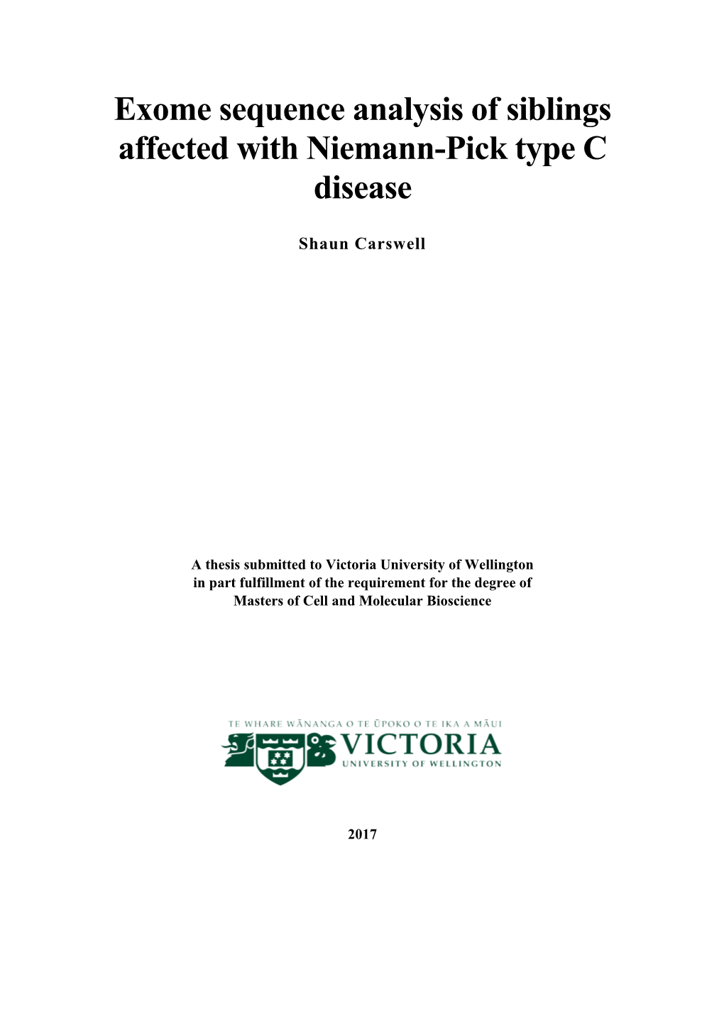 Exome Sequence Analysis of Siblings Affected with Niemann-Pick Type C Disease